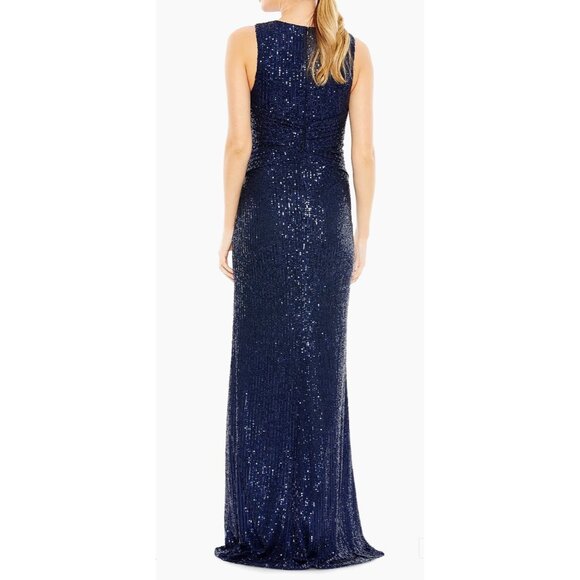 Ieena Mac Duggal Navy Sequin Sleeveless Formal Gown Evening Dress Size 16 - Picture 3 of 15